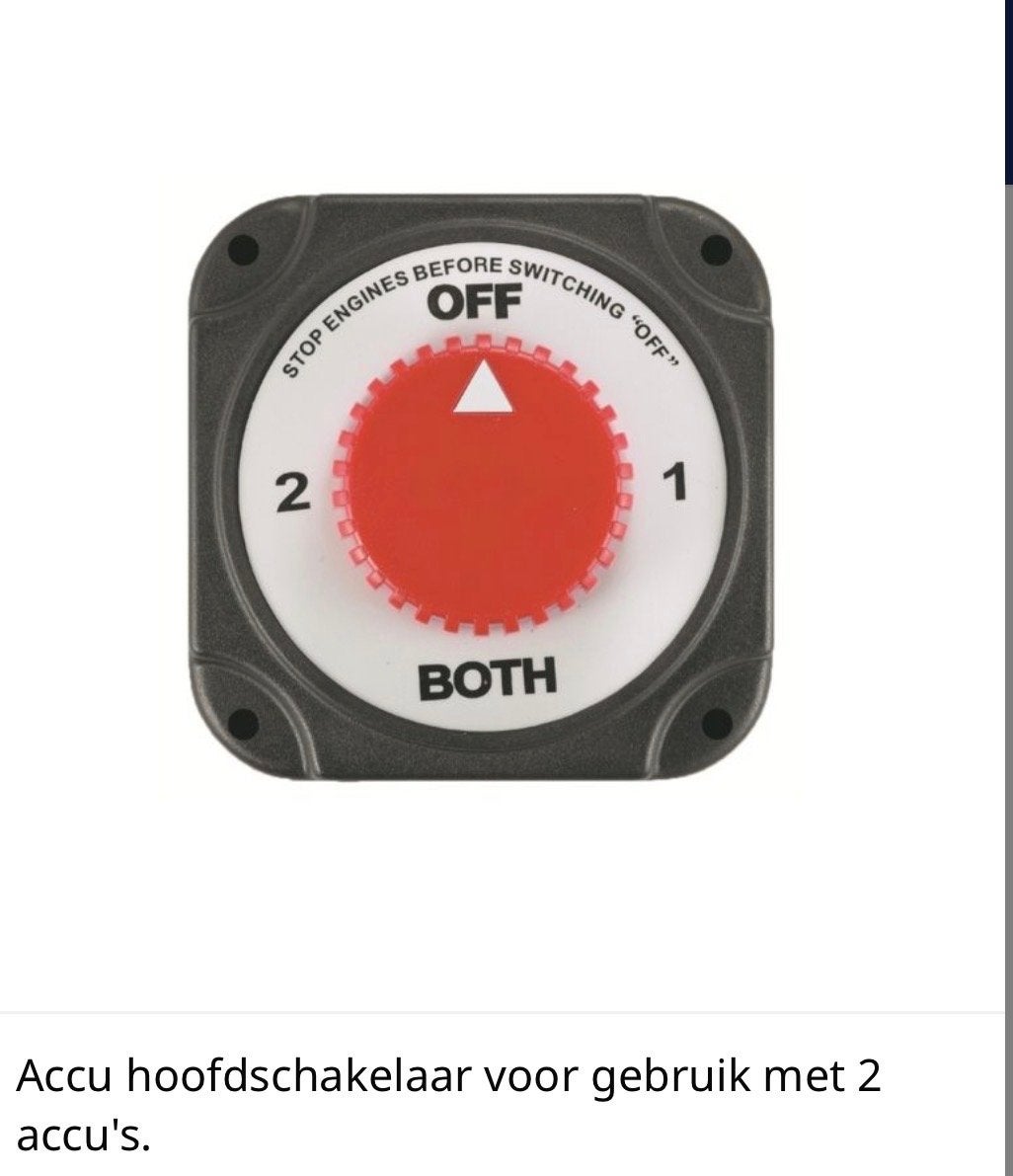 Hoofdschakelaar voor 2 accu's - Nieuw, Watersport en Boten, Accessoires en Onderhoud, Ophalen of Verzenden, Nieuw, Motor en Techniek
