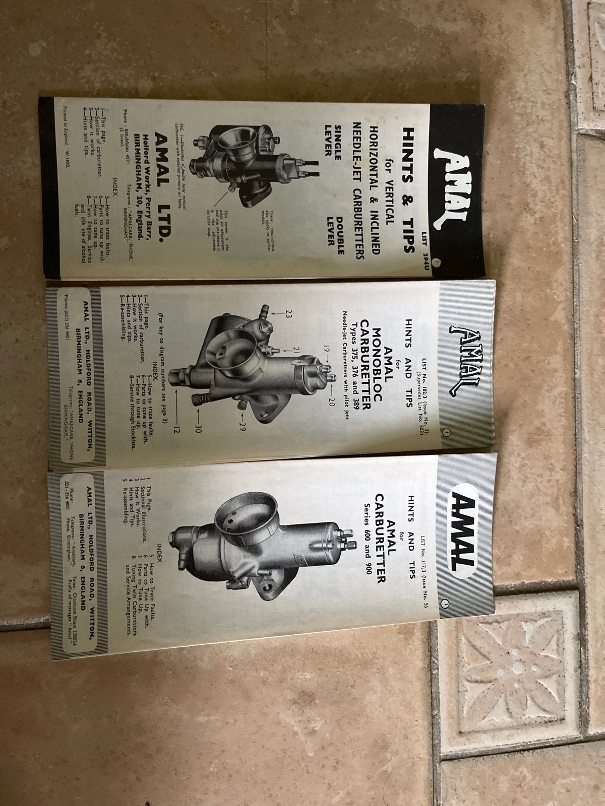 Amal Carburateur Handleidingen - Vintage Motorfiets, Ophalen of Verzenden, Gelezen, Algemeen