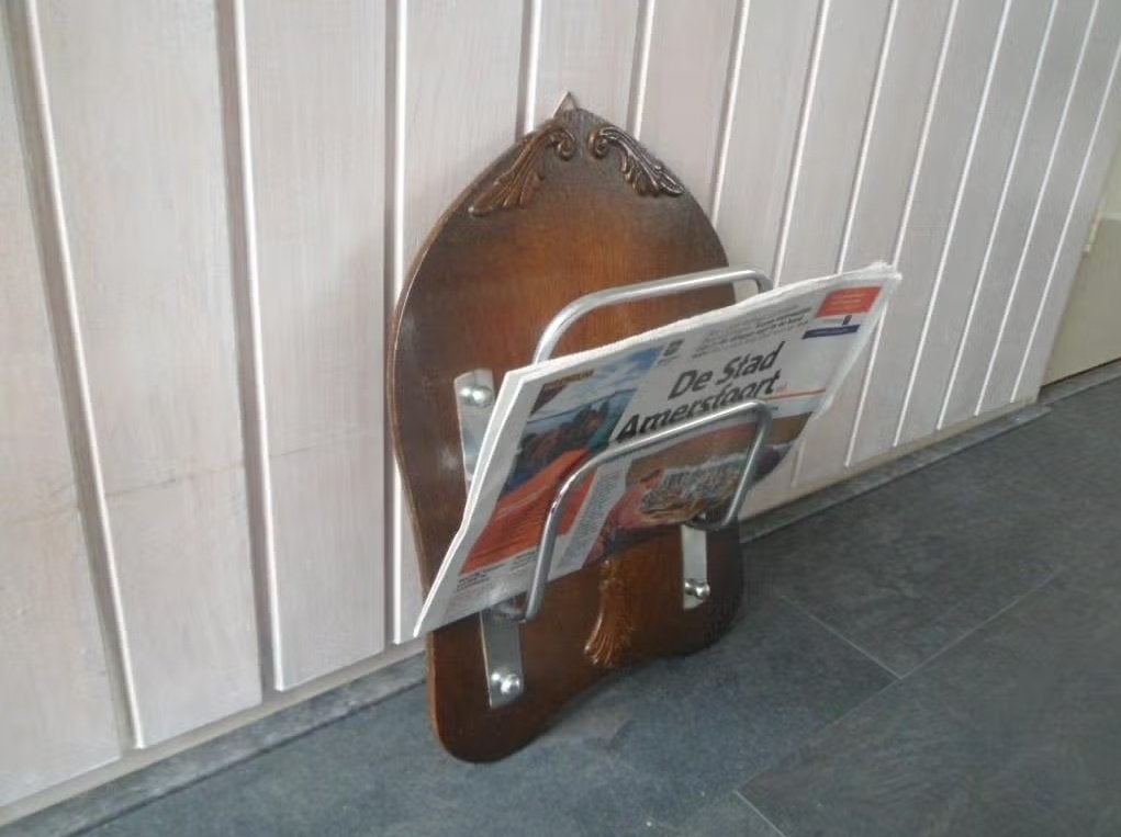 Art Deco wandhouder chroom houder kranten lectuur krantenbak, Antiek en Kunst, Ophalen of Verzenden