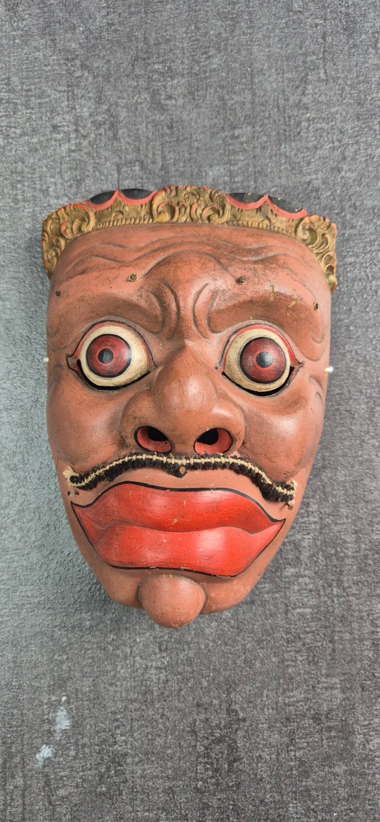 Vintage Houten Masker - Handgesneden en Geschilderd, Ophalen of Verzenden