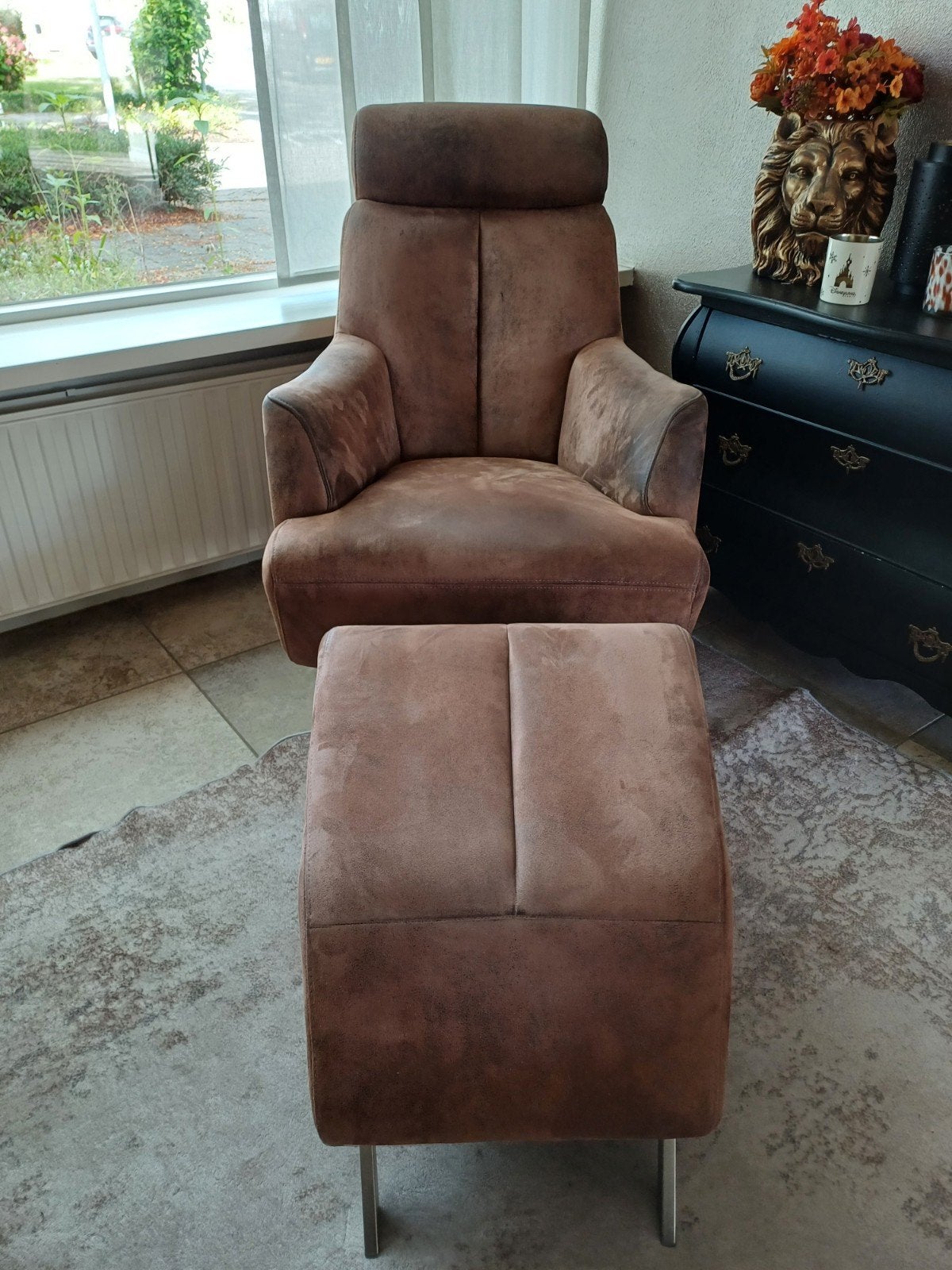 fauteuil met hocker, Ophalen, Gebruikt, 75 tot 100 cm, 50 tot 75 cm