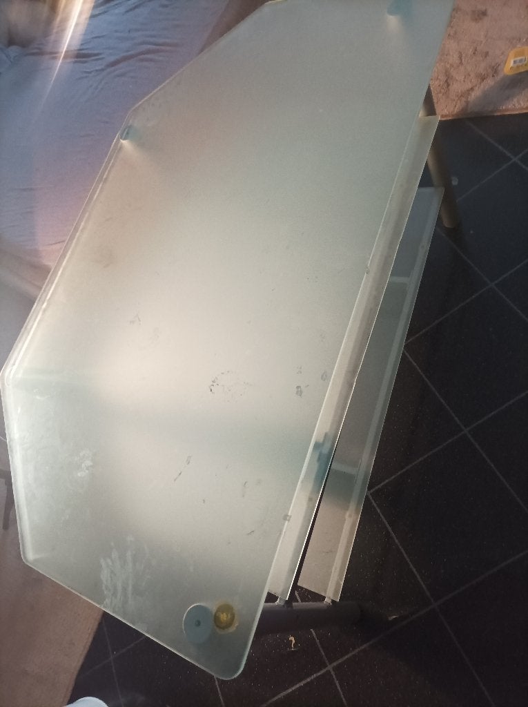 Glas tafel, Ophalen, Gebruikt, 100 tot 150 cm, 50 tot 100 cm