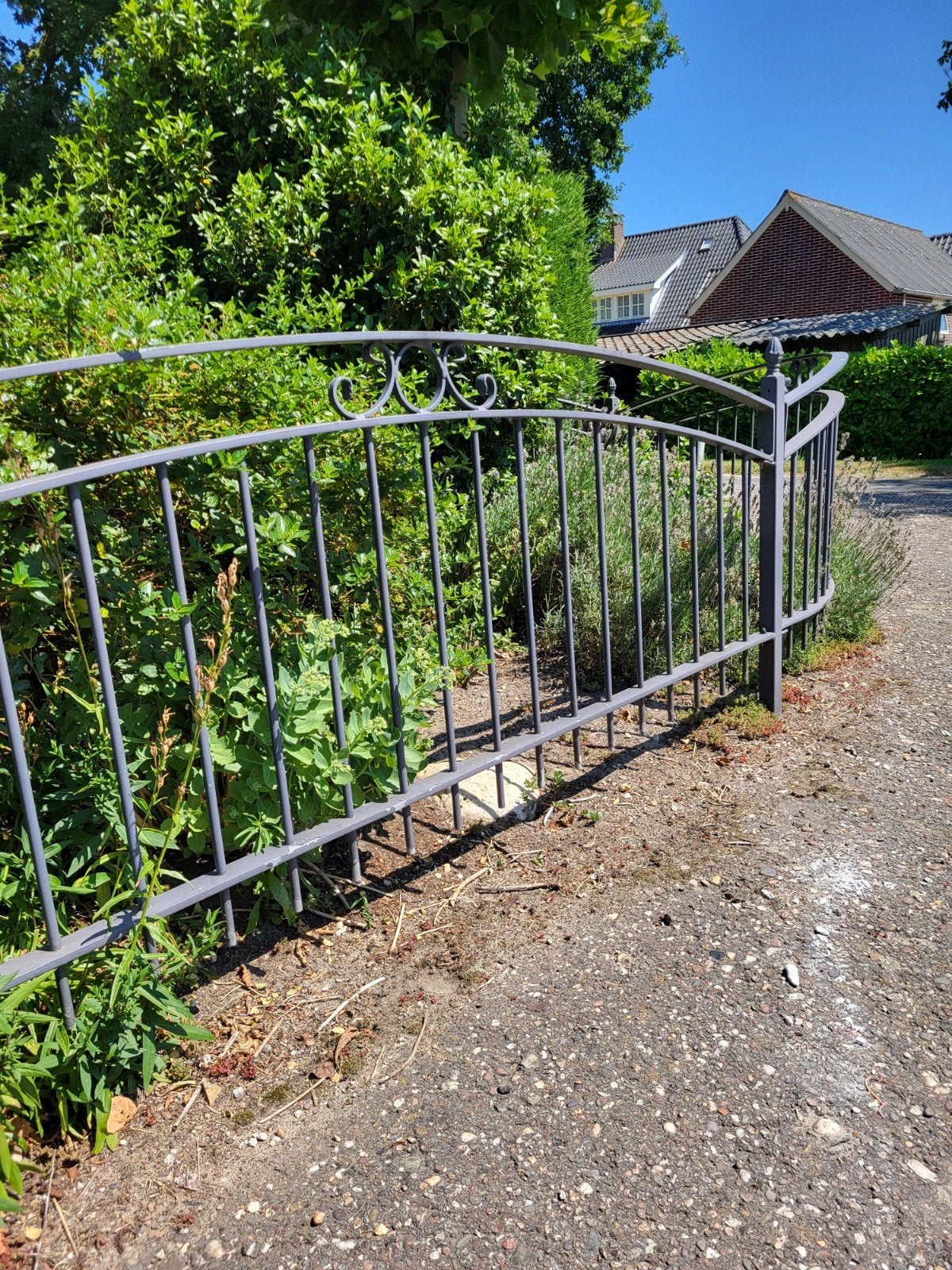 Gepoedercoat tuinhekje, ca. 1 meter hoog breed 10 meter,, Ophalen of Verzenden, Gebruikt, IJzer, Tuinhek