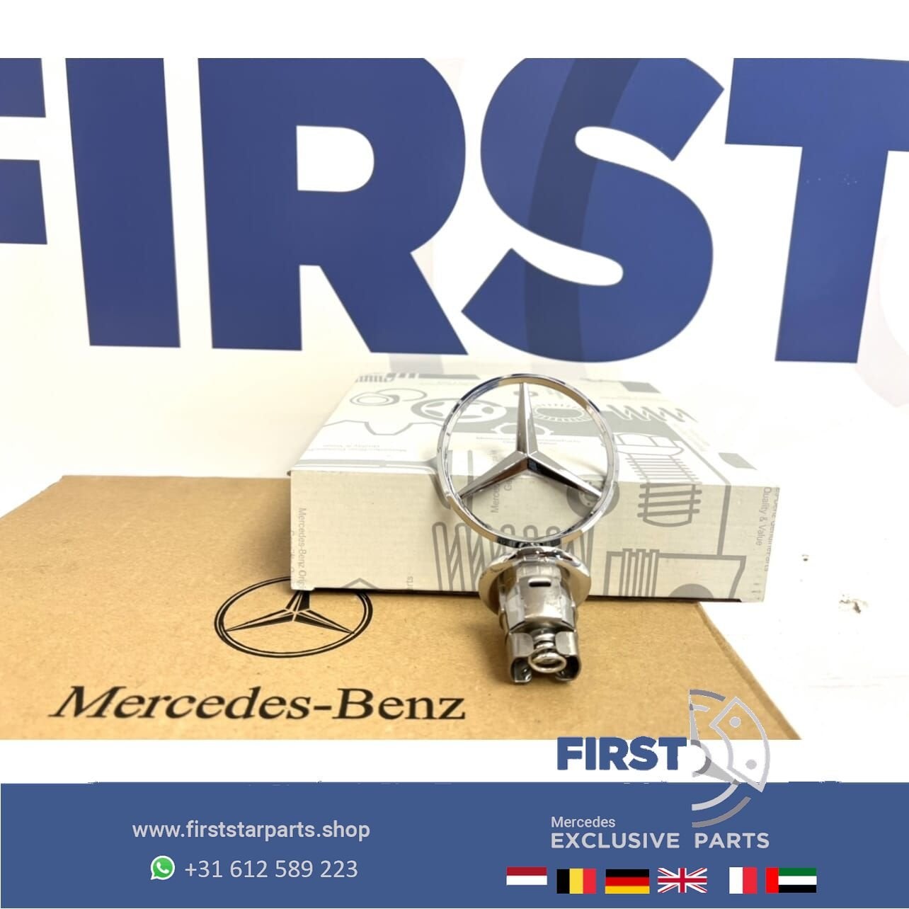 Mercedes STAAND AMG MOTORKAP STER LOGO CHROOM EMBLEEM W204 W, Gebruikt, -, Ophalen of Verzenden, -