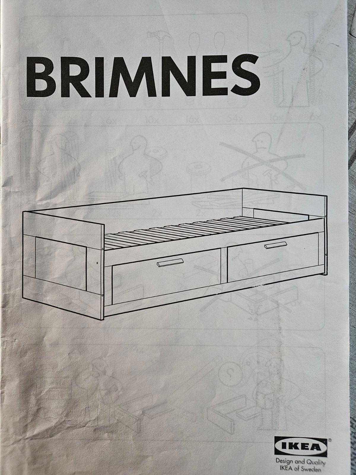 Ikea Brimnes bed 1 persoons, uitschuifbaar tot 2 persoons, Ophalen, Gebruikt, Eenpersoons, Wit