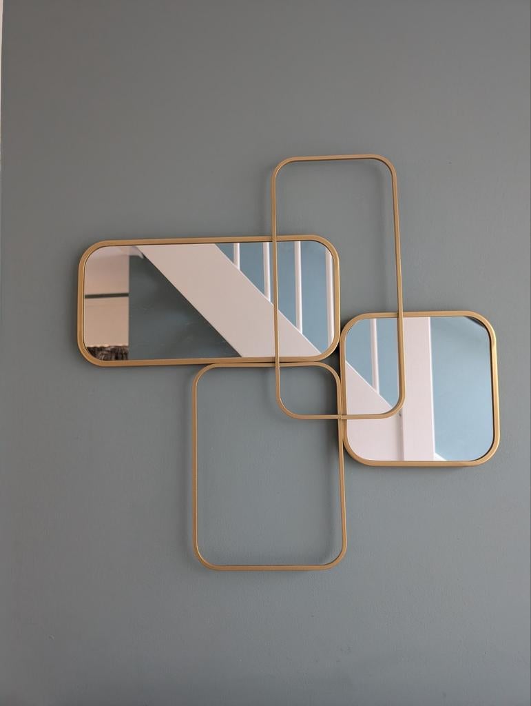 Maison du Monde messing spiegel, Ophalen, Zo goed als nieuw, Minder dan 100 cm, Overige vormen