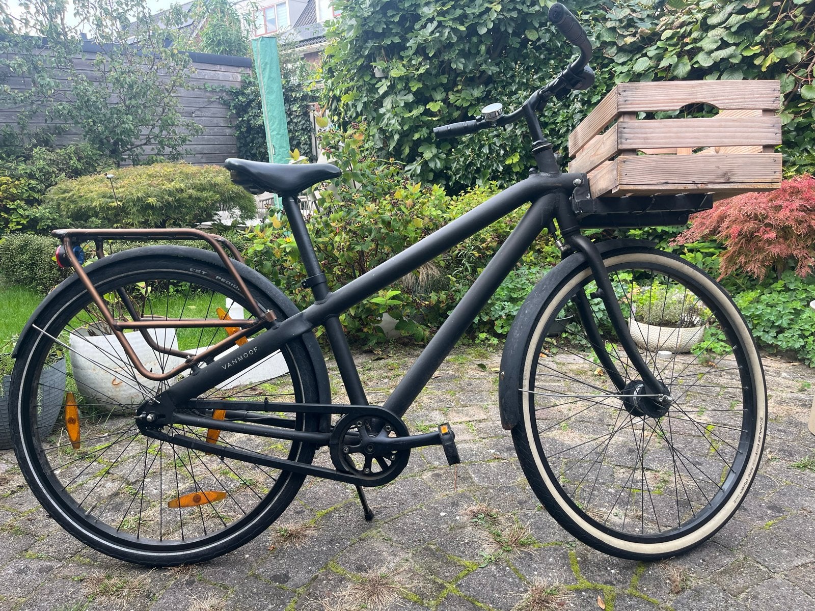 VanMoof S3 met krat en achterdrager, Terugtraprem, Ophalen, Overige merken, 53 tot 56 cm