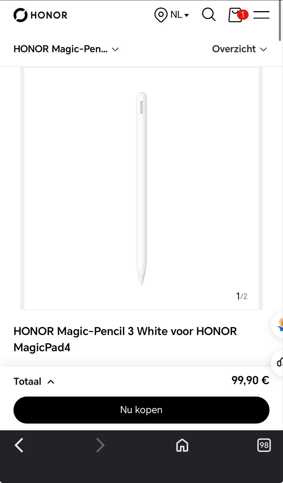 Nieuw/ongebruikt HONOR Magic-Pencil 3 Wit / HONOR MagicPad4, Ophalen of Verzenden, Nieuw