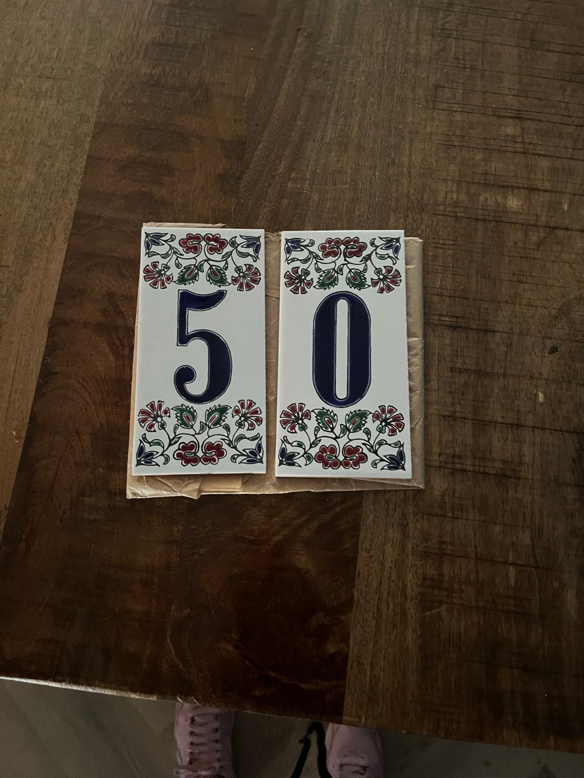 Huisnummer 50 tegels - Keramiek, Ophalen, Gebruikt, Keramiek, Overige typen