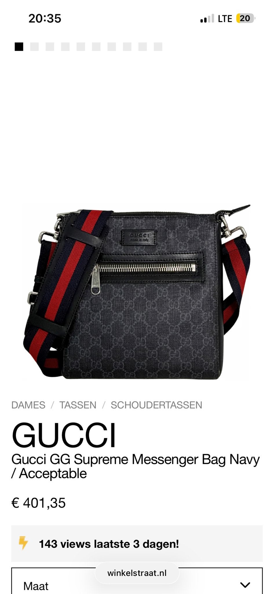 GG Supreme Messenger Bag Perfect Staat komt met cerficaat, Ophalen of Verzenden, Zo goed als nieuw, Zwart, Overige merken