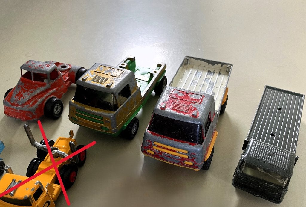 5 Metalen vrachtwagens / vintage speelgoed Matchbox, Ophalen of Verzenden, Gebruikt