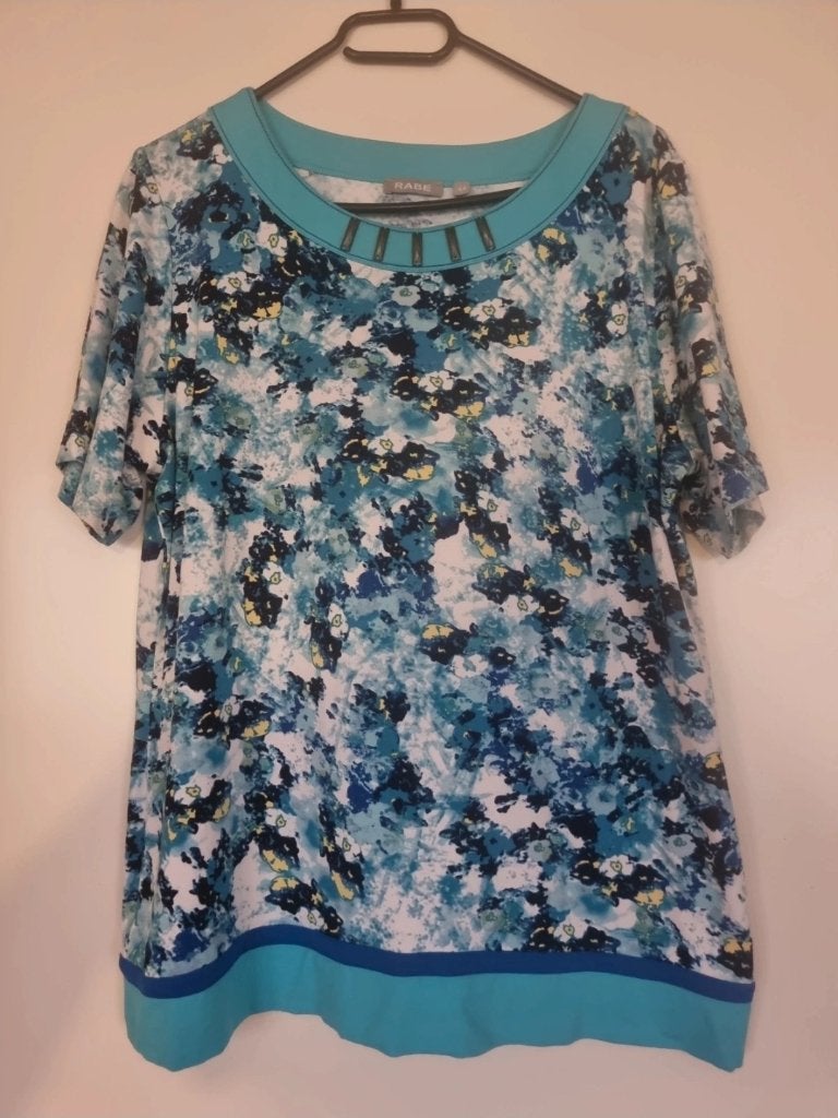 Rabe t-shirt in blauw wit gele abstract print, Kleding | Dames, Rabe, Blauw, Maat 42/44 (L), Ophalen of Verzenden