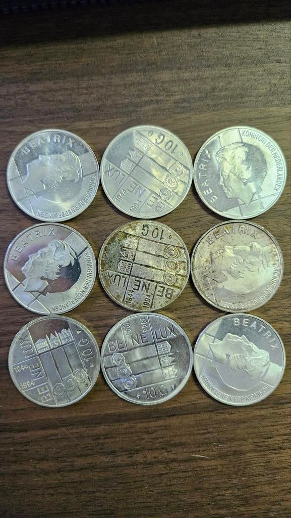 9x benelux tientjes, Ophalen of Verzenden, Zilver