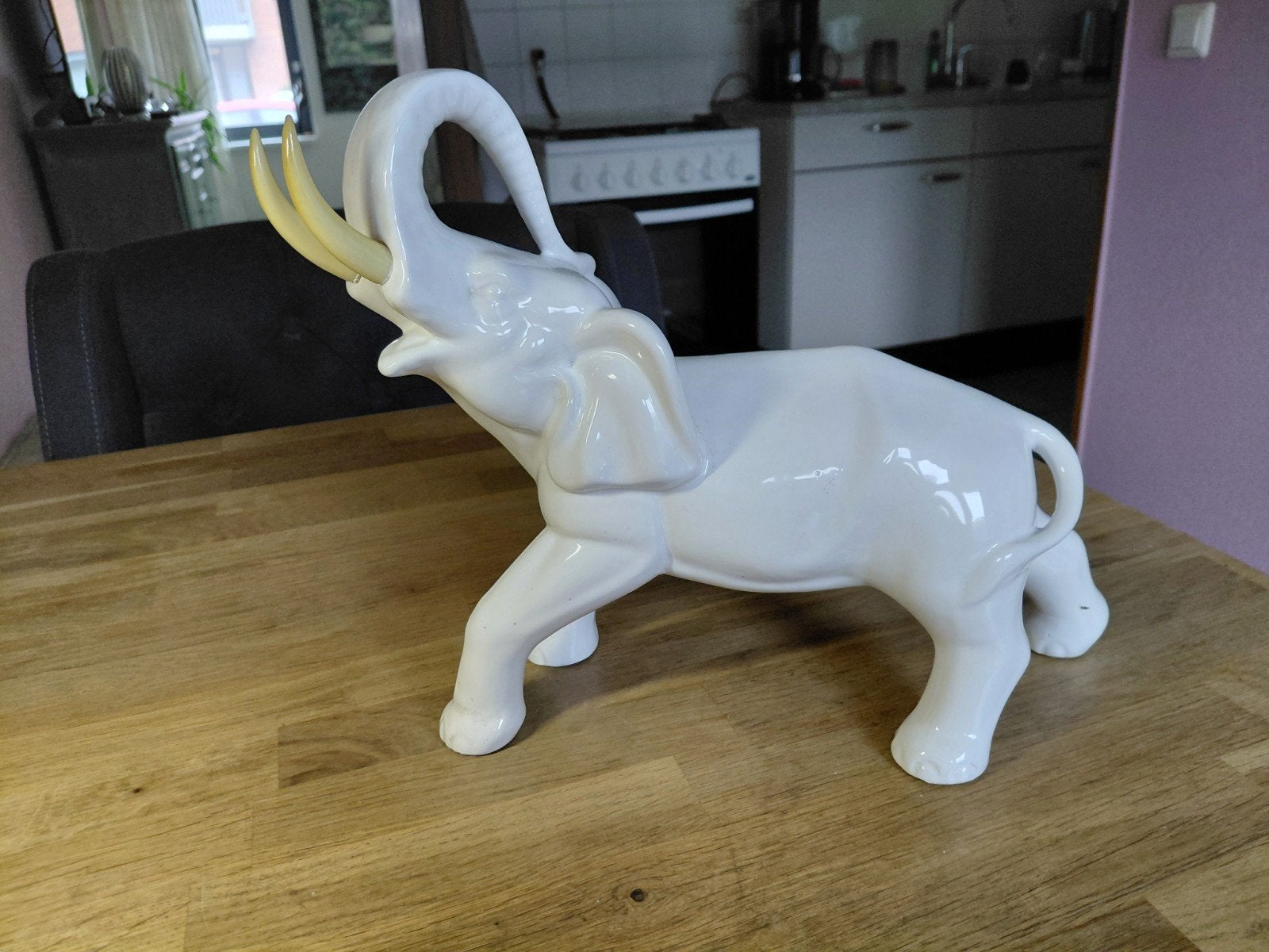 Witte vintage keramische olifant, Ophalen of Verzenden, Gebruikt
