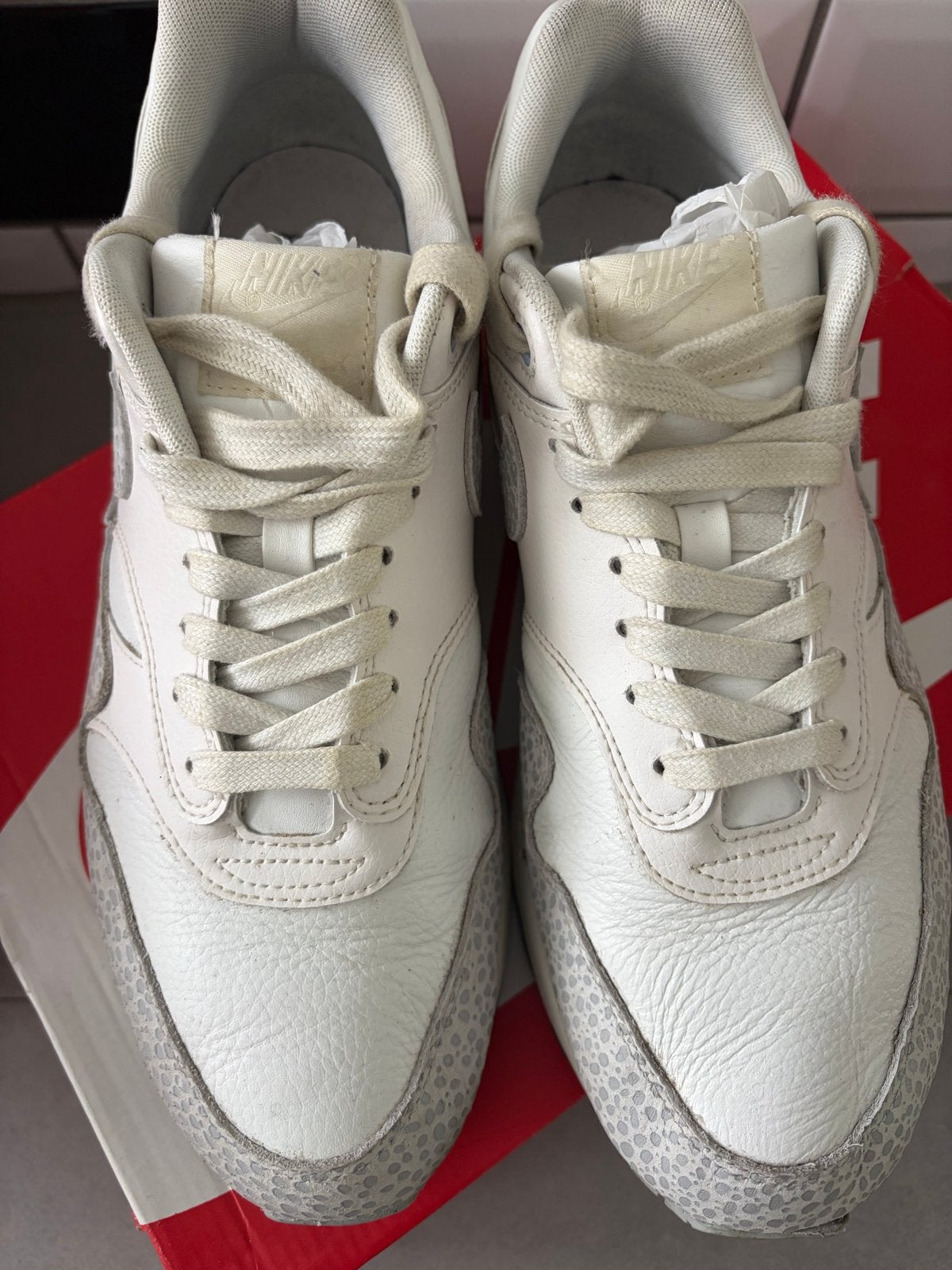 Nike Air Max 1 SFR - Summit White/Phantom Sail, Ophalen of Verzenden, Gedragen, Wit, Sneakers of Gympen