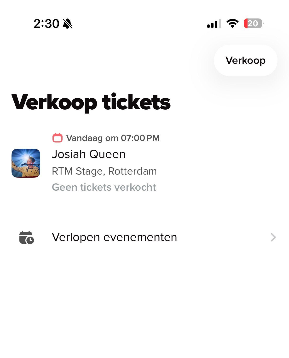 Josiah queen 20 september gold circle ticket, Eén persoon, Overige soorten