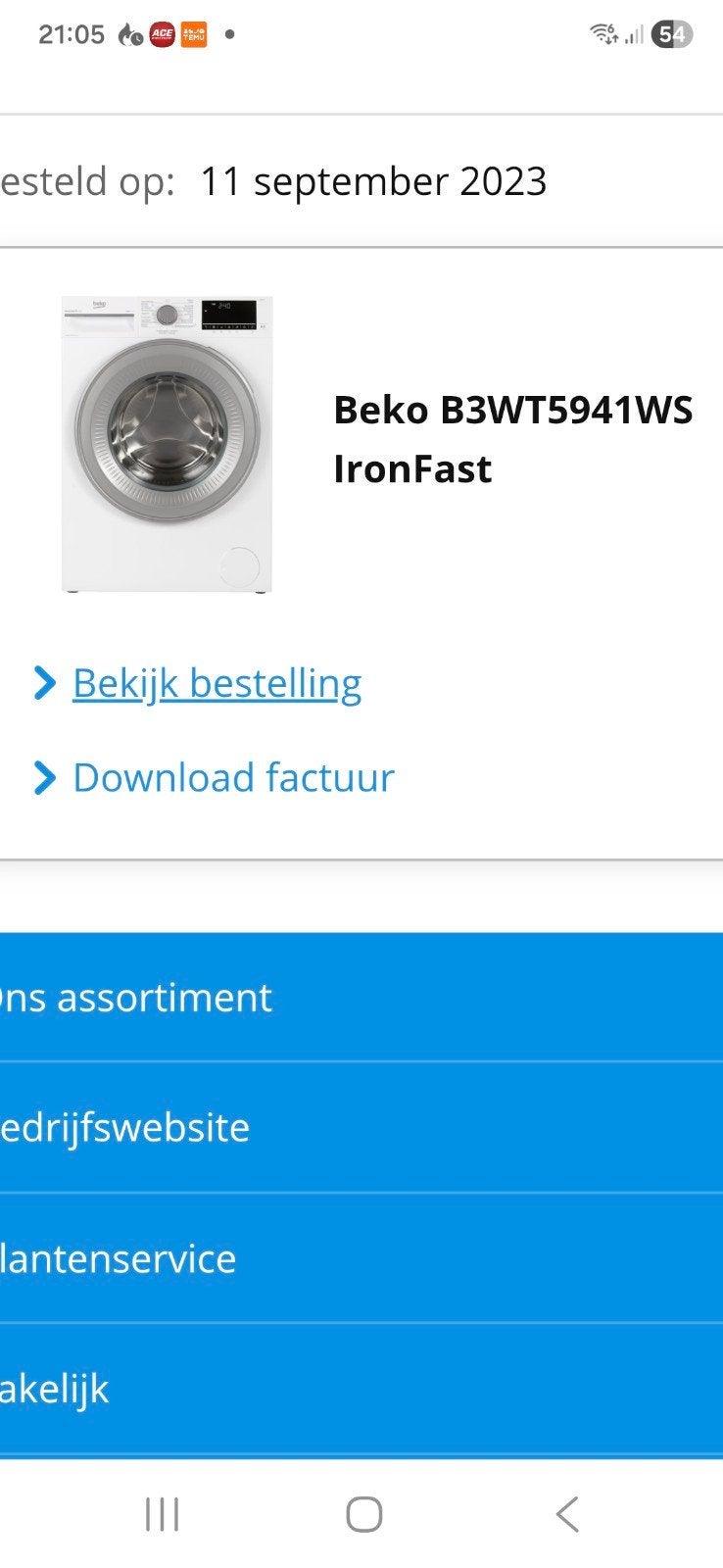 Beko B3WT5941WS IronFast Wasmachine - Nagekeken, 6 tot 8 kg, Ophalen of Verzenden, 1200 tot 1600 toeren, 85 tot 90 cm
