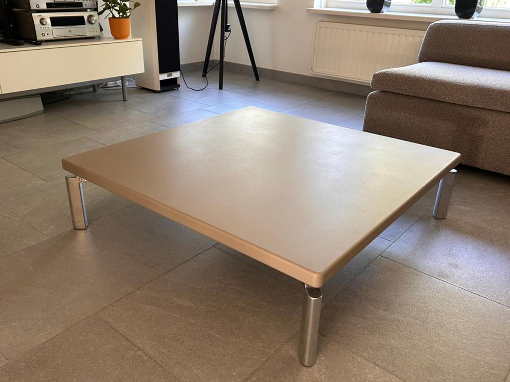 Leolux salontafel 100x100x26 cm, bruin/grijs, Huis en Inrichting, Tafels | Salontafels, Ophalen, 100 tot 150 cm, 50 tot 100 cm