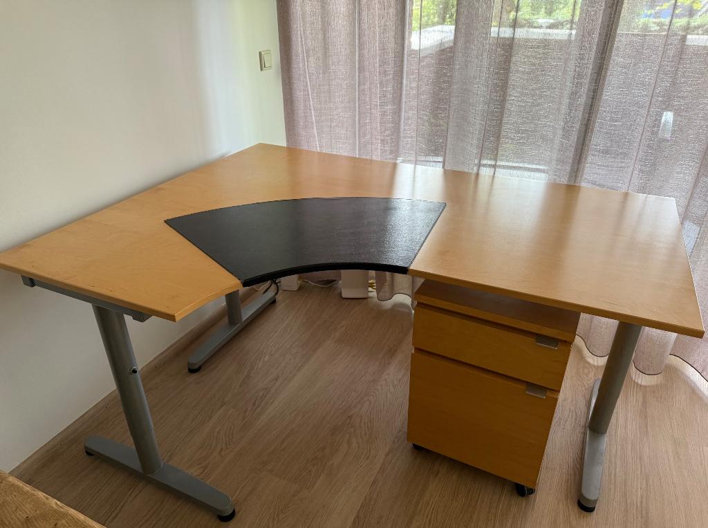 Bureau - Ikea Galant met ladenblok, Ophalen, In hoogte verstelbaar, Gebruikt