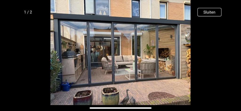 3 plexiglas kozijnen / wanden voor overkapping, Tuin en Terras, Overige Tuin en Terras, Ophalen of Verzenden, Gebruikt