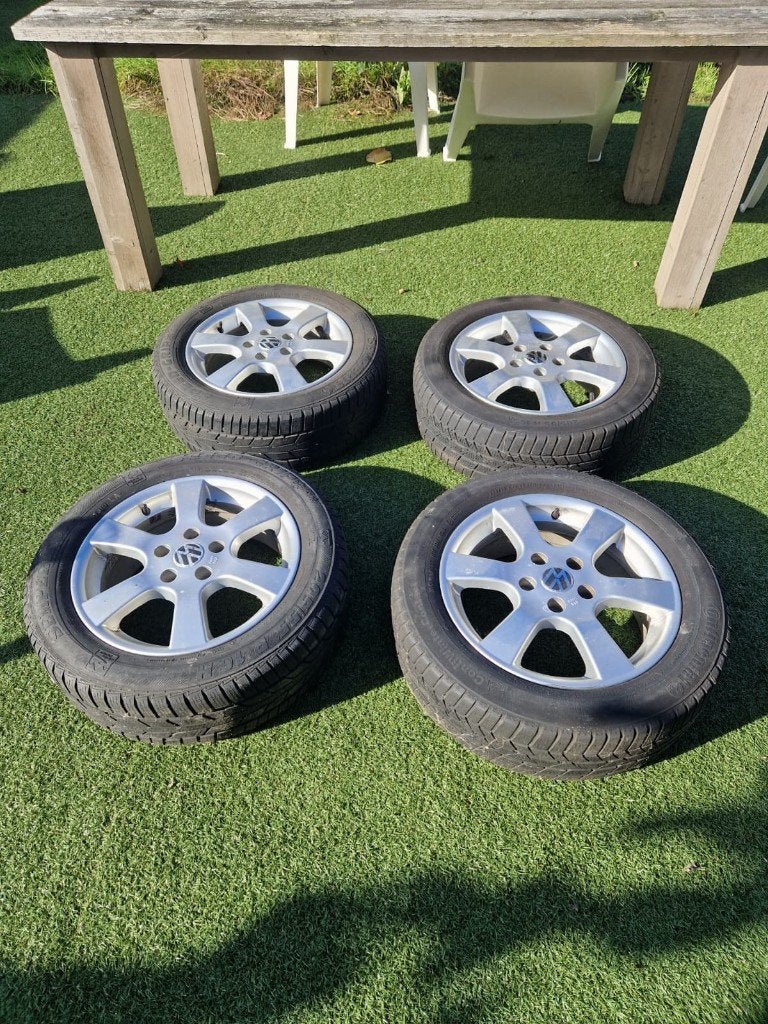 16" universele velgen + winterbanden 205/55 R16 | 5x112 ET40, Ophalen, Gebruikt, 16 inch, Banden en Velgen