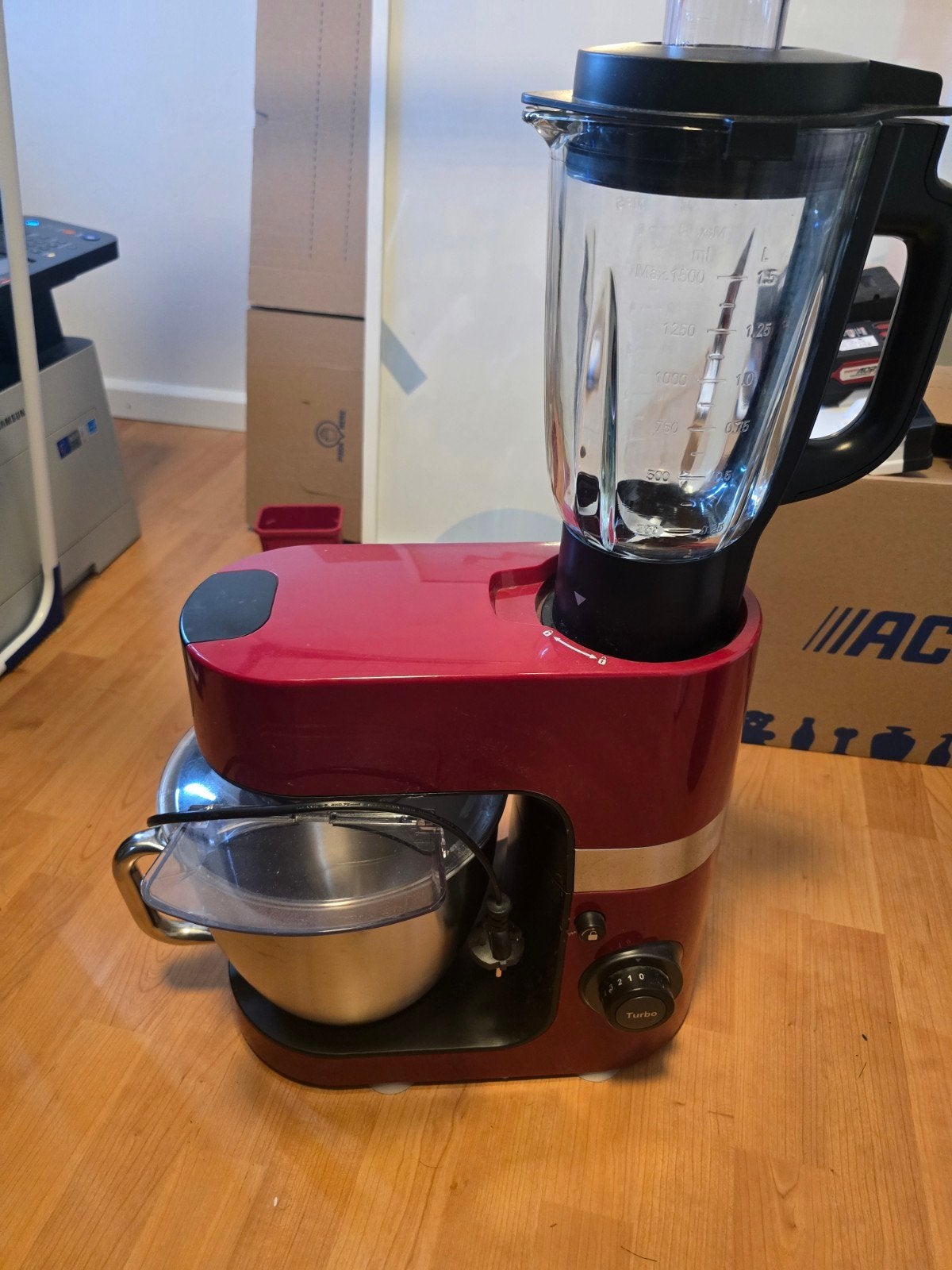 Keukenmachine met blender en diverse accessoires, Gebruikt, 1 tot 2 liter, 3 snelheden of meer, Ophalen of Verzenden
