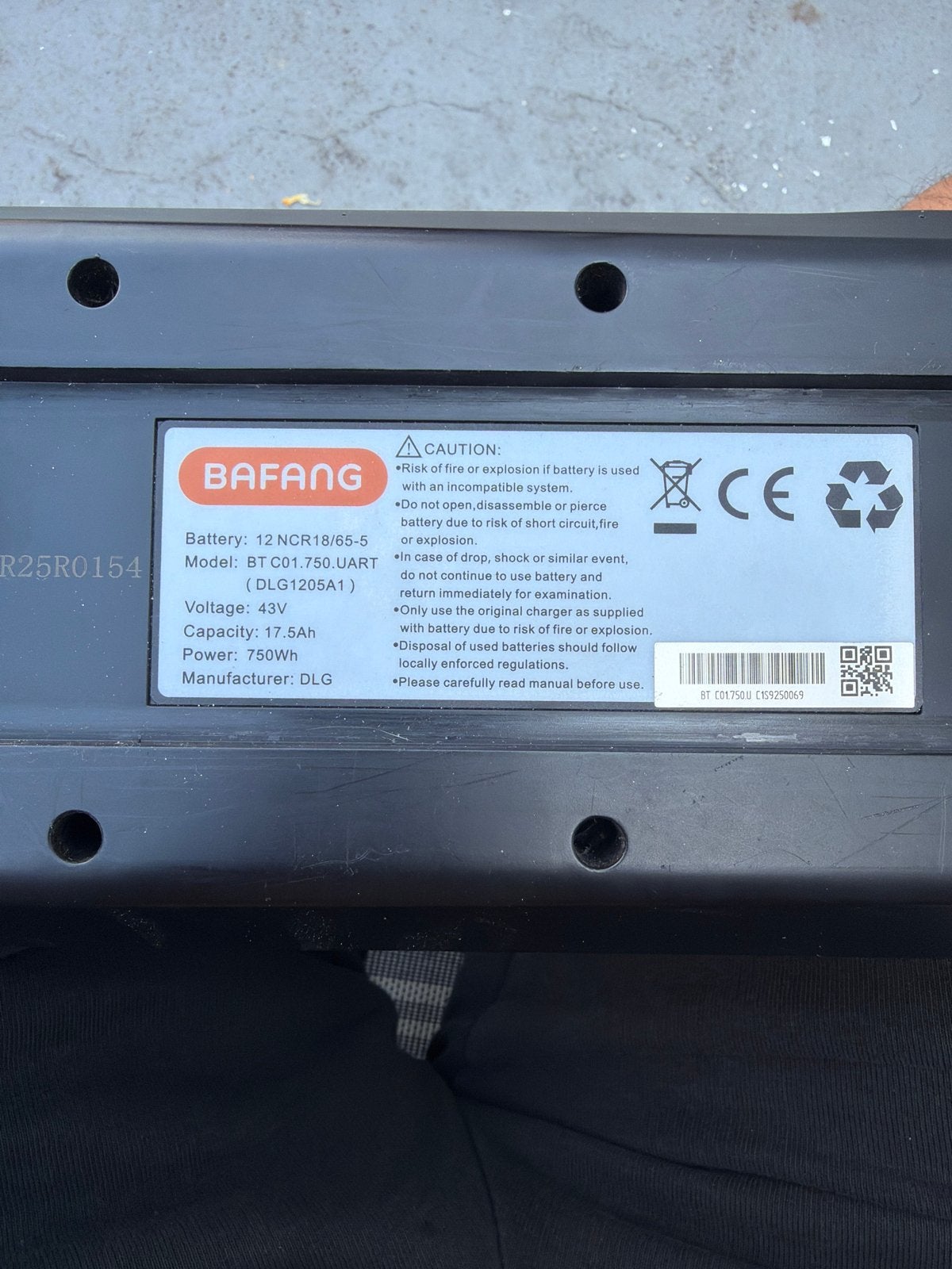 Bafang E-bike Accu 43V 17.5Ah 750Wh, Ophalen of Verzenden, Gebruikt