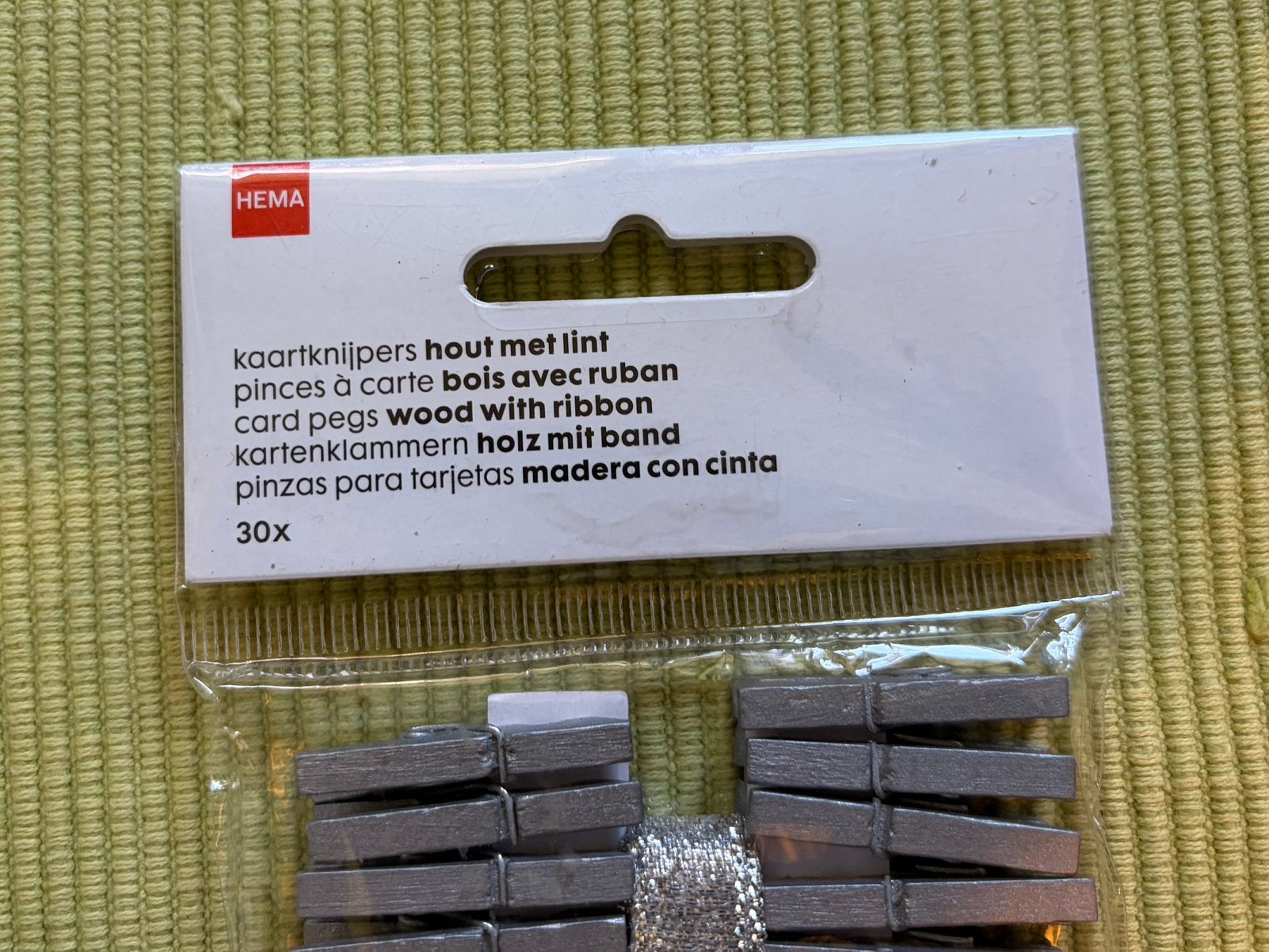 Zilveren vlaggenlijn + lint met knijpertjes HEMA, Ophalen of Verzenden, Nieuw, Versiering, Geboorte of Huwelijk