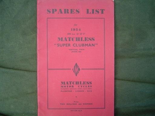 Matchless 500cc G9 Super Clubman motorcycle parts list, Ophalen of Verzenden, Overige merken