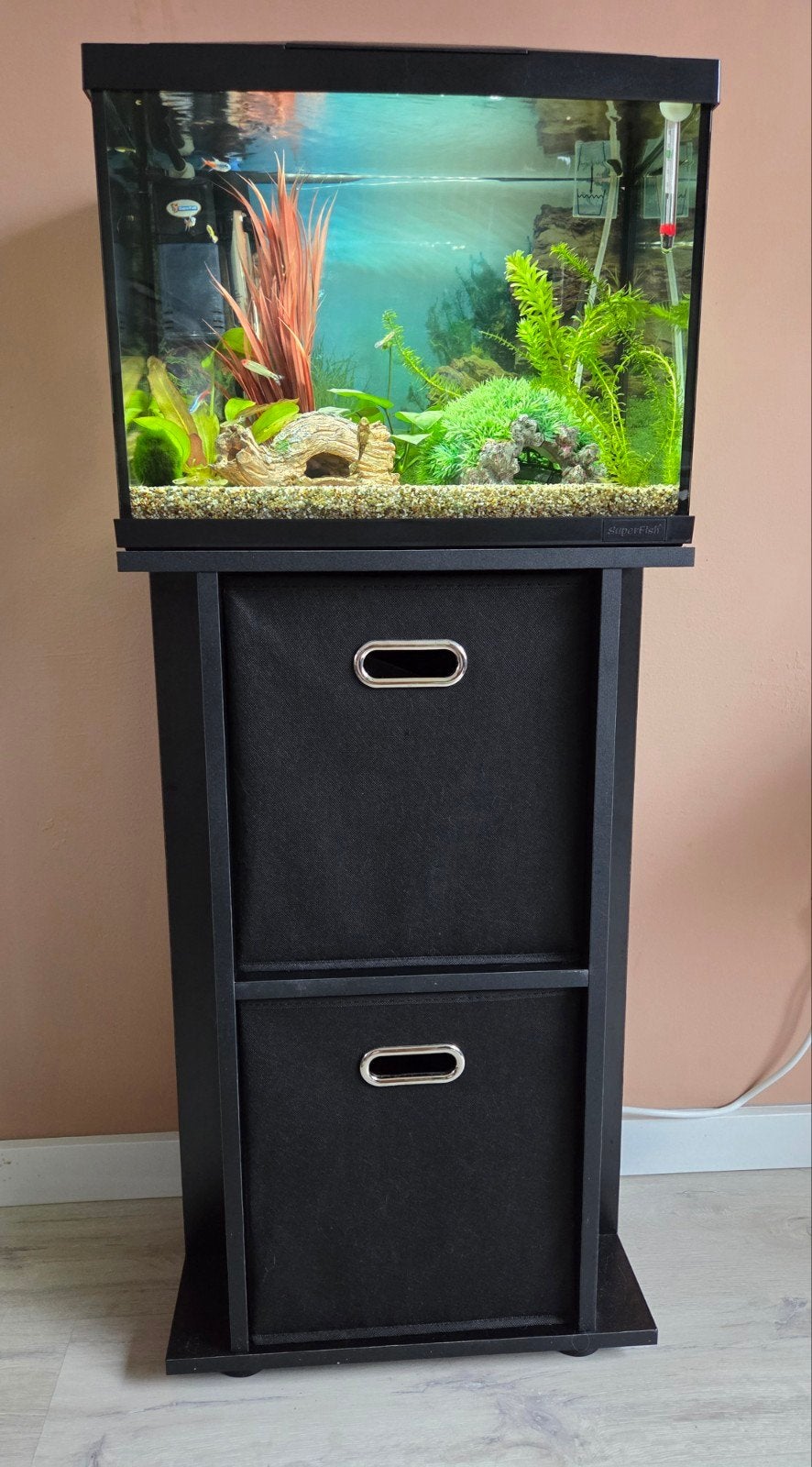 Superfish aquarium 60l met onderkast, Dieren en Toebehoren, Vissen | Aquaria en Toebehoren, Ophalen, Inclusief toebehoren, Gebruikt