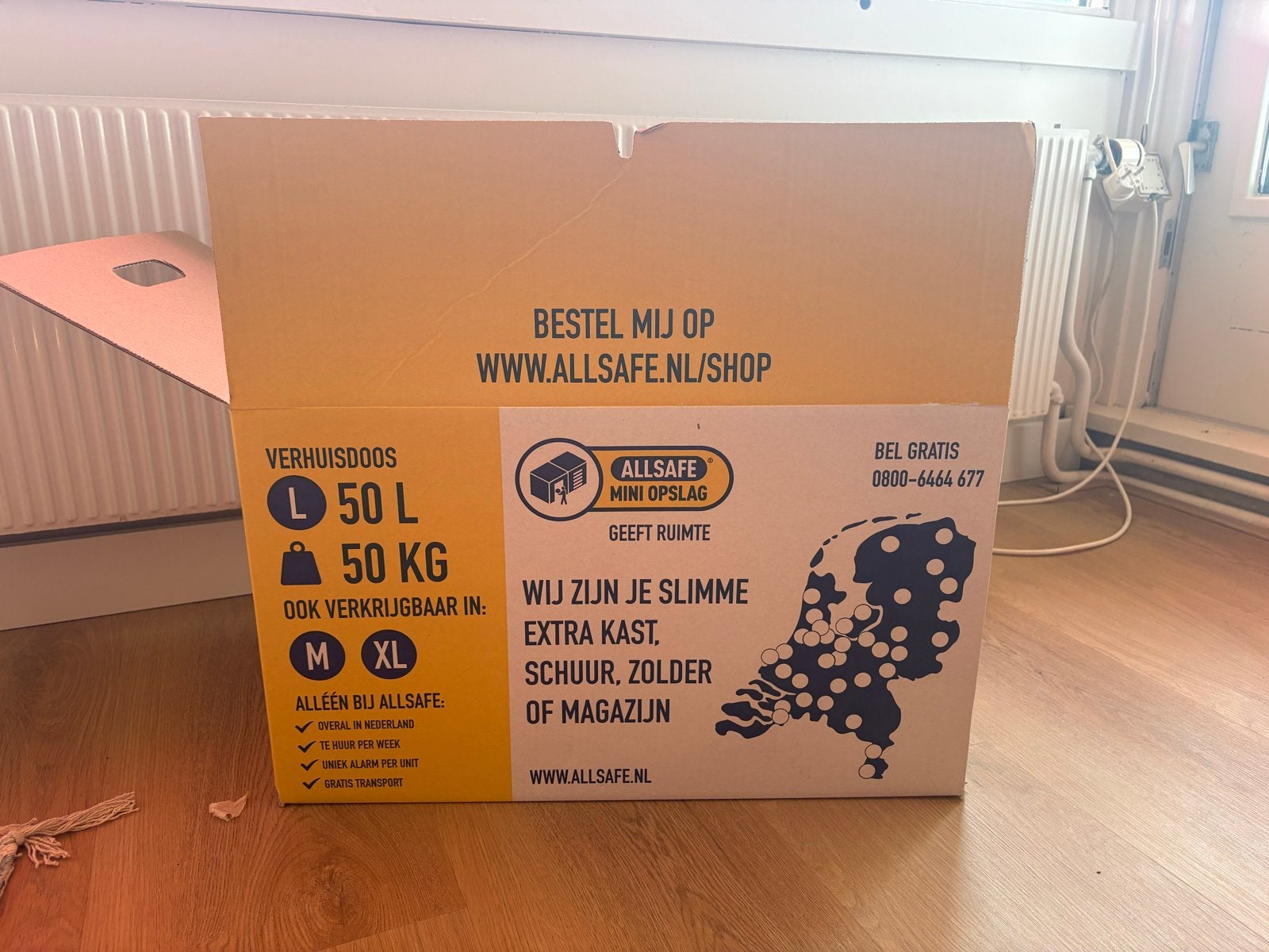 Allsafe Verhuisdoos L - 50L / 50KG, Ophalen, Opvouwbaar, Minder dan 35 cm, Minder dan 50 cm