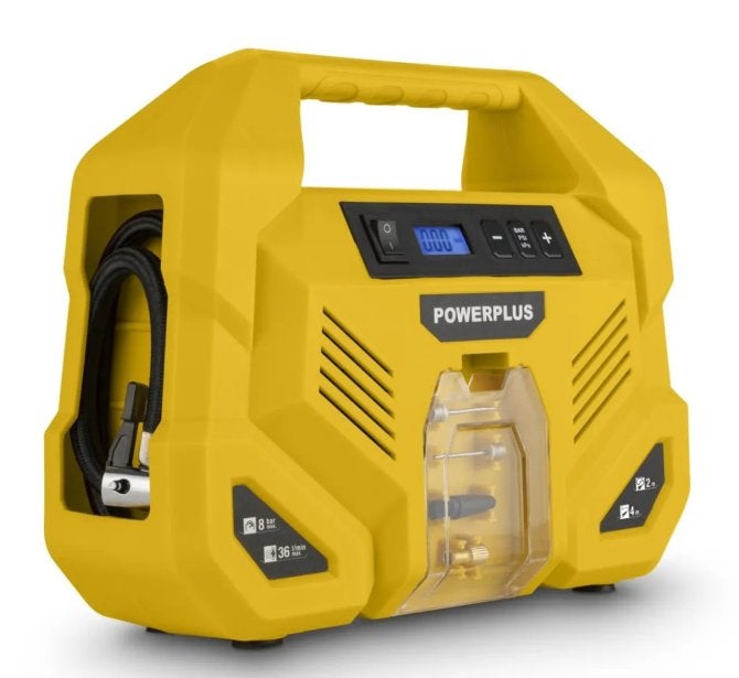 Nieuw: Powerplus Compressor 220/12V Draagbare Luchtpomp 8Bar, Ophalen of Verzenden, Nieuw, Elektrisch