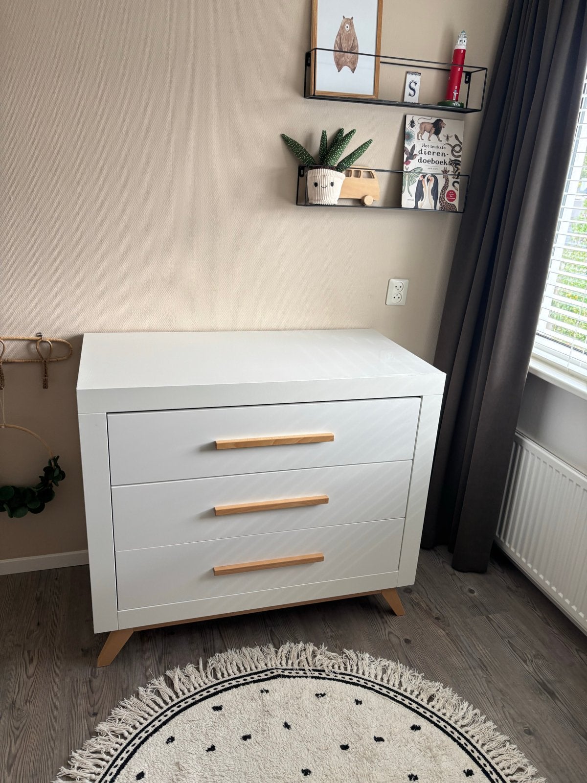 Bopita Fenna Commode Wit/Naturel - 3 Laden, Ophalen, Gebruikt, 50 tot 70 cm, 75 tot 100 cm