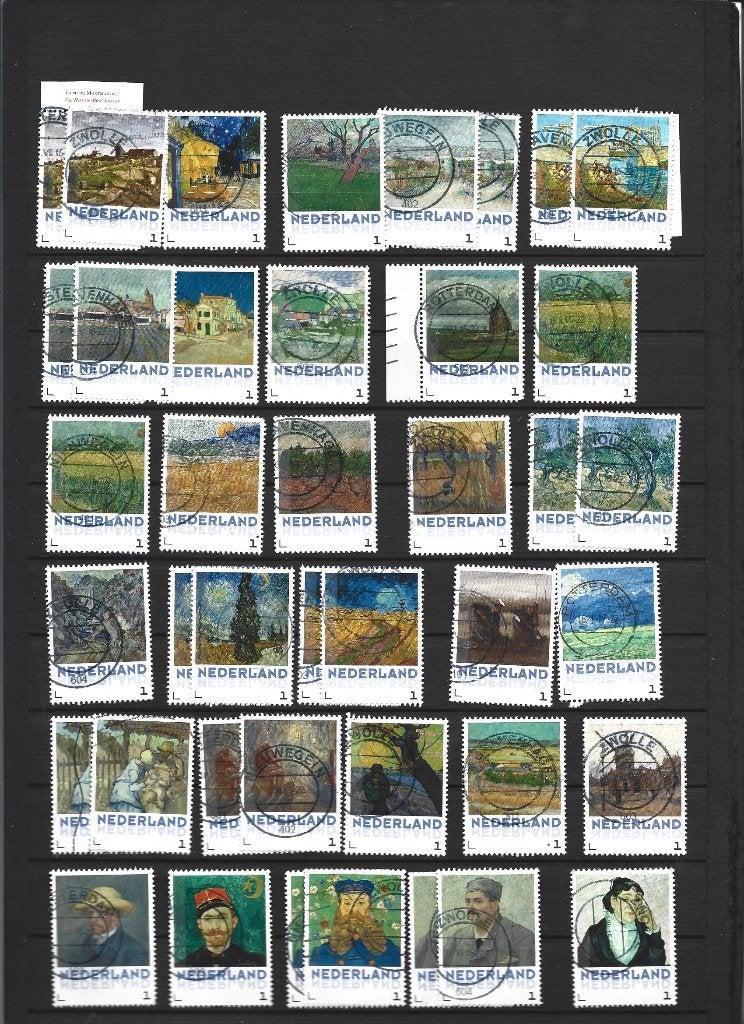 30 verschillende zegels van van gogh, Ophalen of Verzenden, Na 1940, Gestempeld