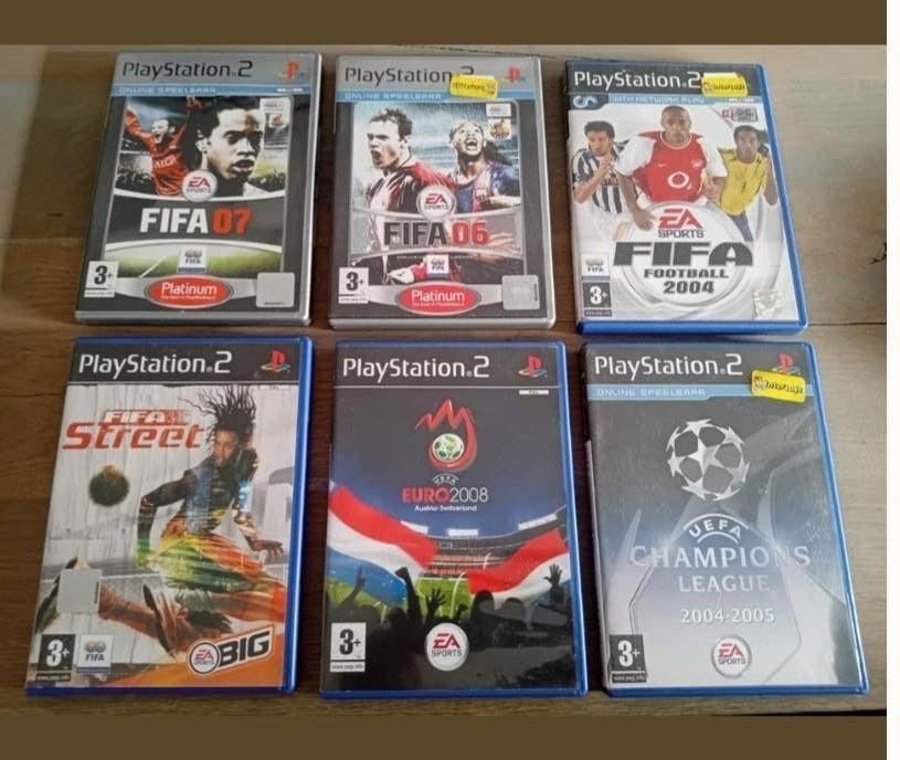7 PS2 Sport Games: FIFA, UEFA, Winter 2007 & FIFA Street, Spelcomputers en Games, Gebruikt, 2 spelers, Eén computer, Ophalen of Verzenden