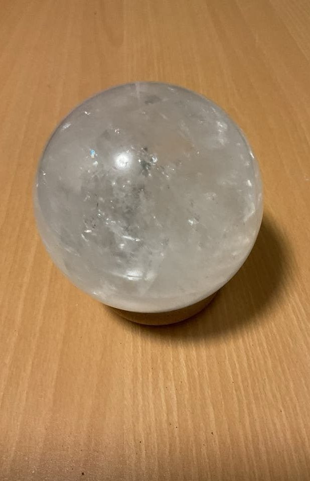 Supermooie witte calciet bol halfedelsteen kristal, Ophalen of Verzenden, Zo goed als nieuw