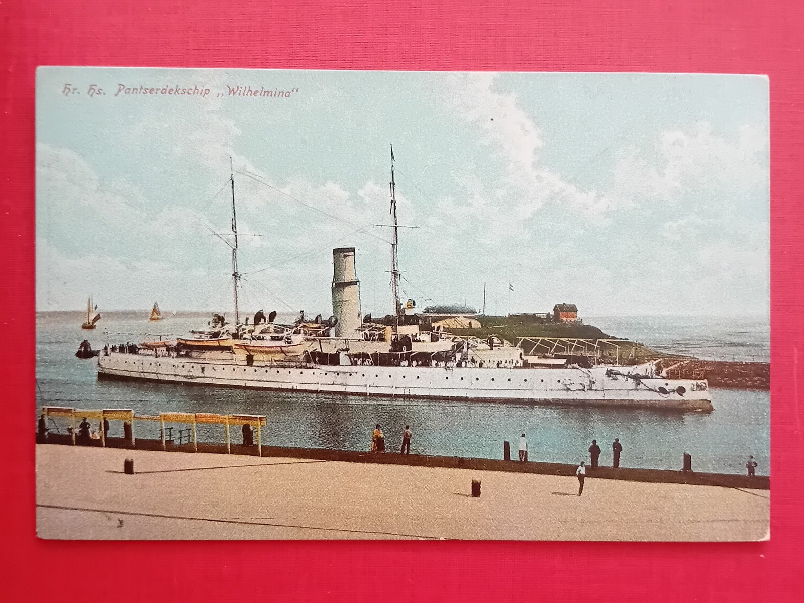 Ansichtkaart Pantserdekschip Wilhelmina, Ophalen of Verzenden, Kaart, Foto of Prent