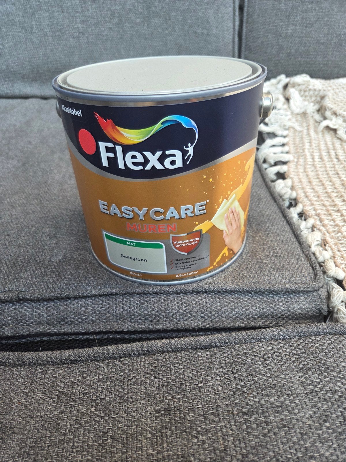 Flexa EasyCare Muurverf Mat Saliegroen 2.5L, Doe-het-zelf en Verbouw, Verf, Beits en Lak, Ophalen, Nieuw