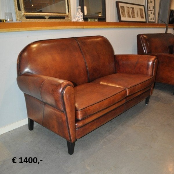 Schapenleren Art Deco meubels, Huis en Inrichting, Fauteuils, Ophalen, Zo goed als nieuw, 75 tot 100 cm, Leer