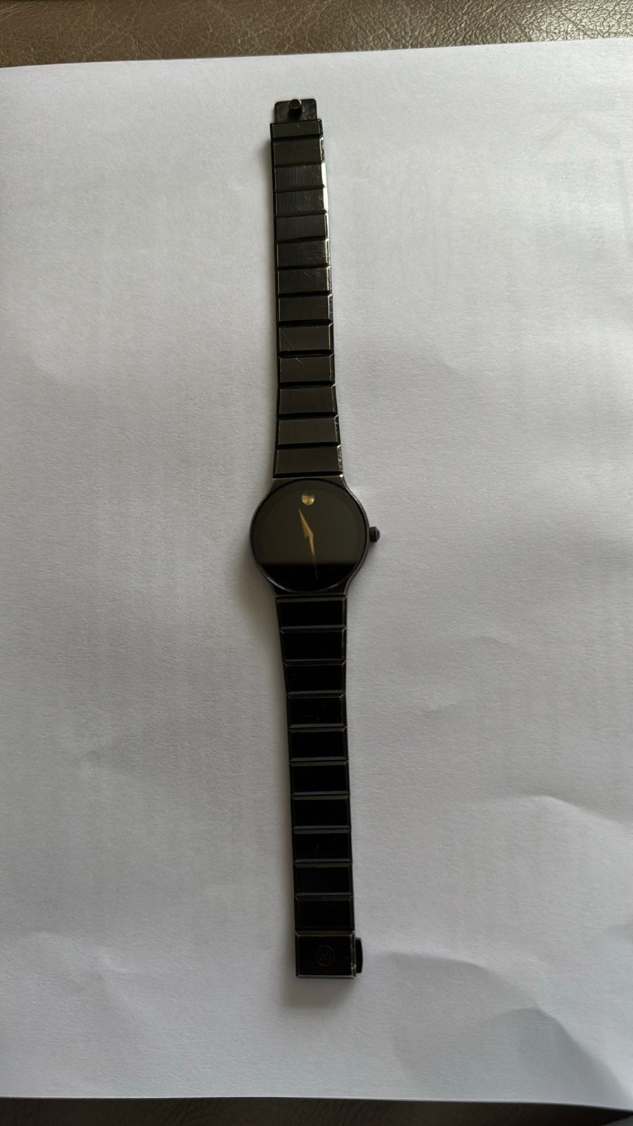 Stijlvol zwart Movado polshorloge, gebruikt, Sieraden, Tassen en Uiterlijk, Overige merken, Gebruikt, Staal, Polshorloge