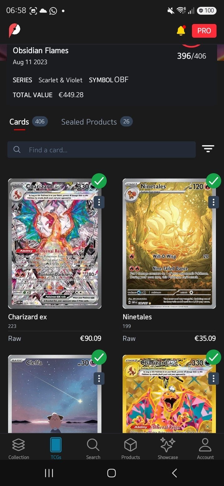 Bijna complete Pokémon TCG Obsidian Flames masterset, Ophalen of Verzenden, Zo goed als nieuw