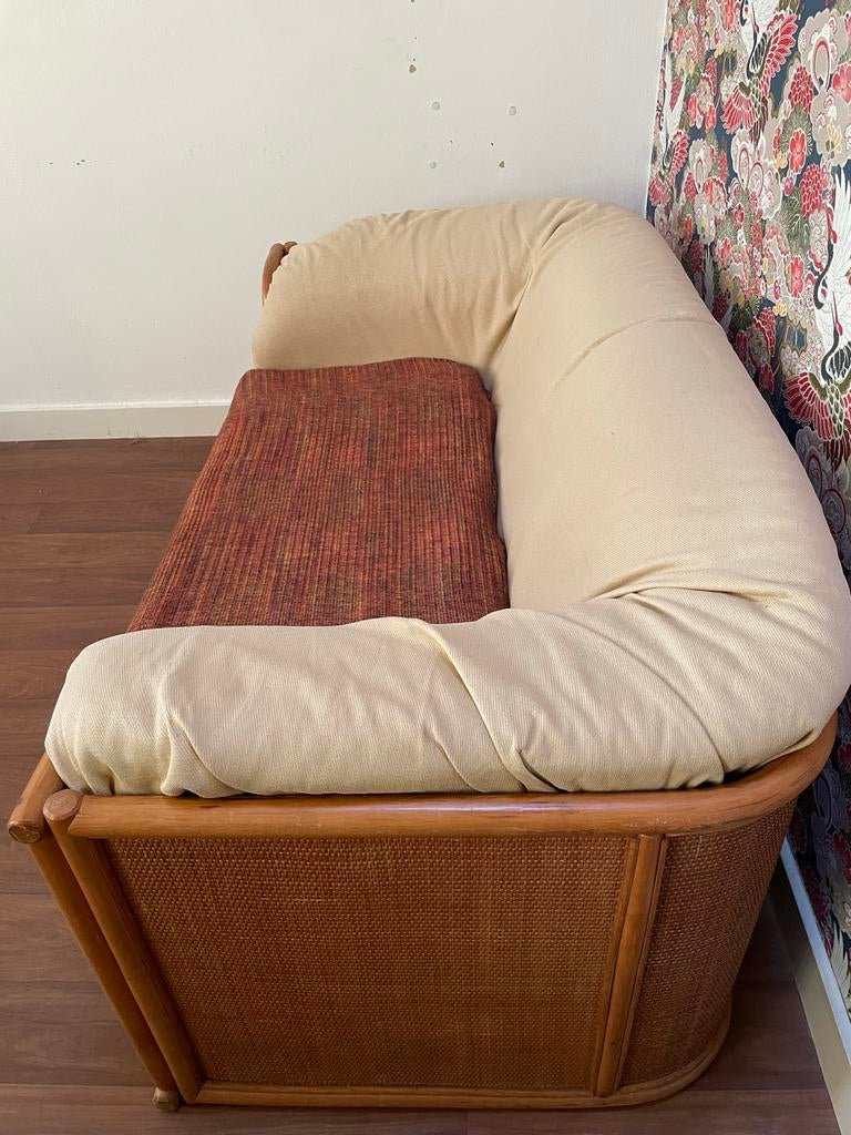 Retro Rieten 2-zits Loveseat voor Binnen/Buiten, Ophalen, Tweepersoons, Zo goed als nieuw, Minder dan 150 cm