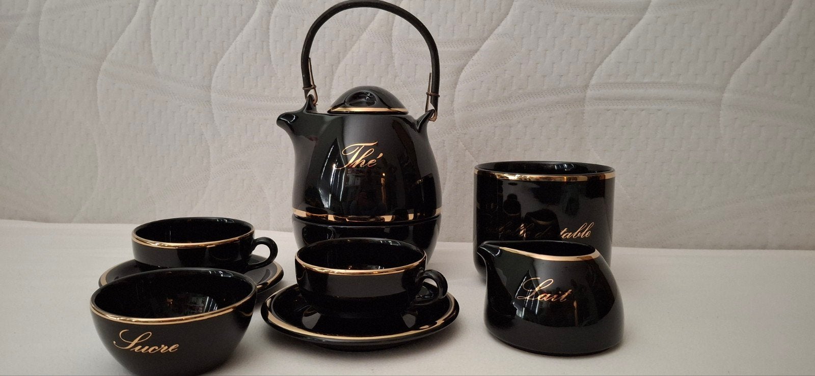 Vintage Waechtersbach theeservies - Zwart met goud, Ophalen, Overige merken, Overige typen, Zo goed als nieuw