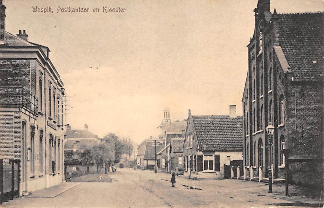 Waspik: Postkantoor en Klooster Waalwijk, Ophalen of Verzenden, Voor 1920, Gelopen, Noord-Brabant