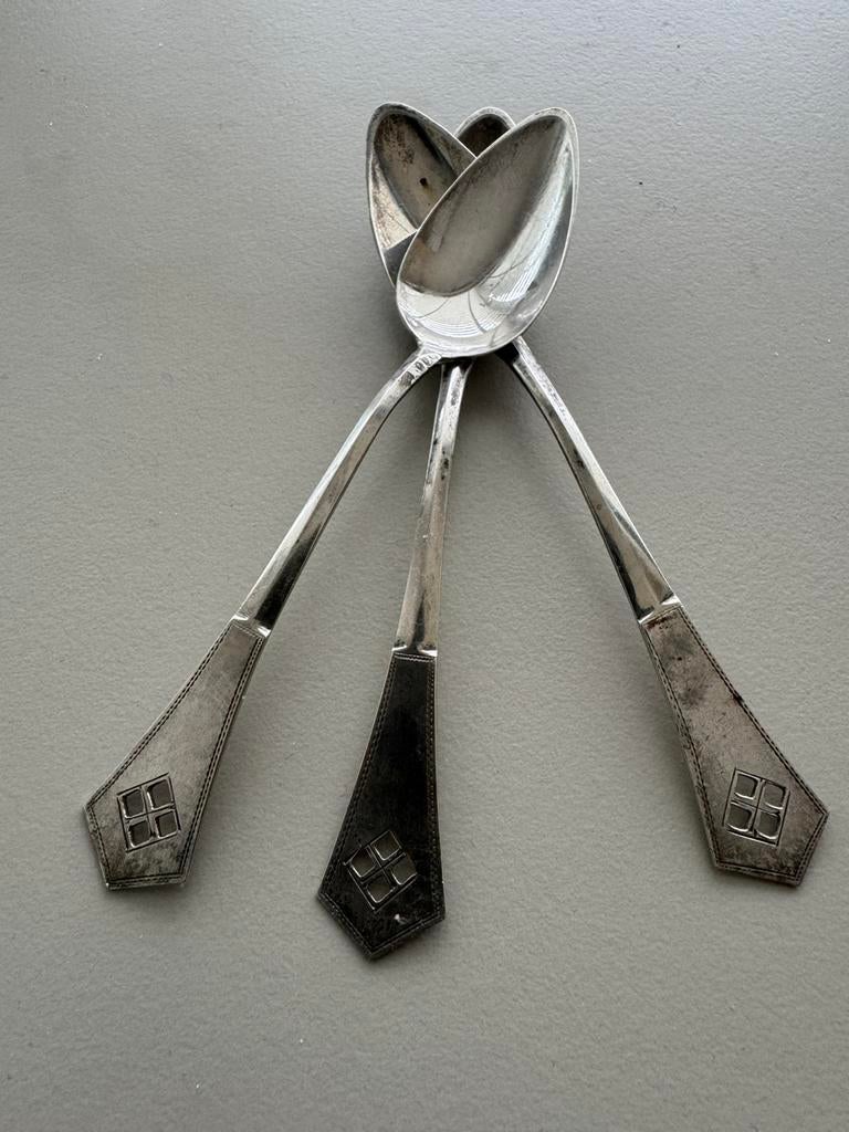 3 theelepels van zilver, Antiek en Kunst, Ophalen