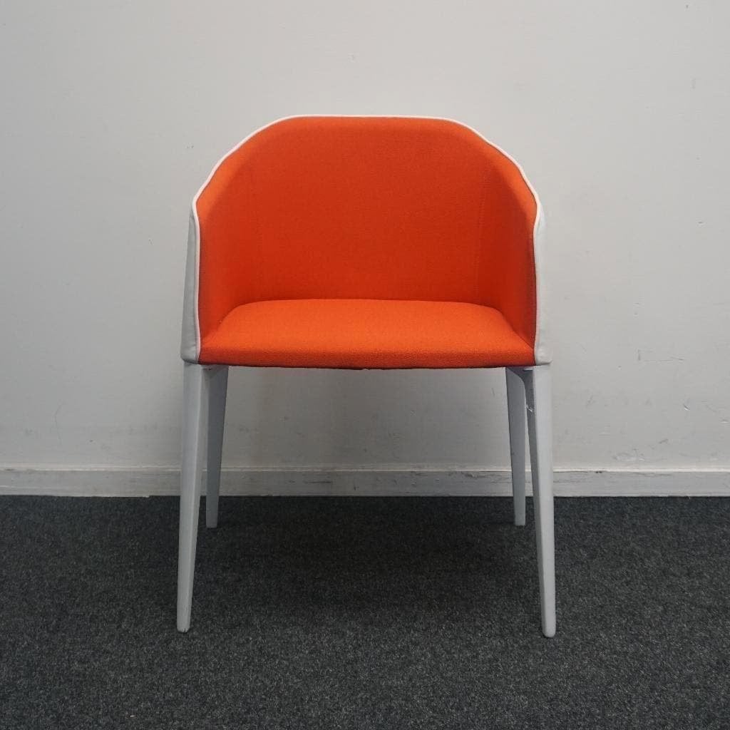 Pedrali Laja 885 Design Stoelen | Wit / Oranje | Leer, Gebruikt, Overige kleuren, -, -
