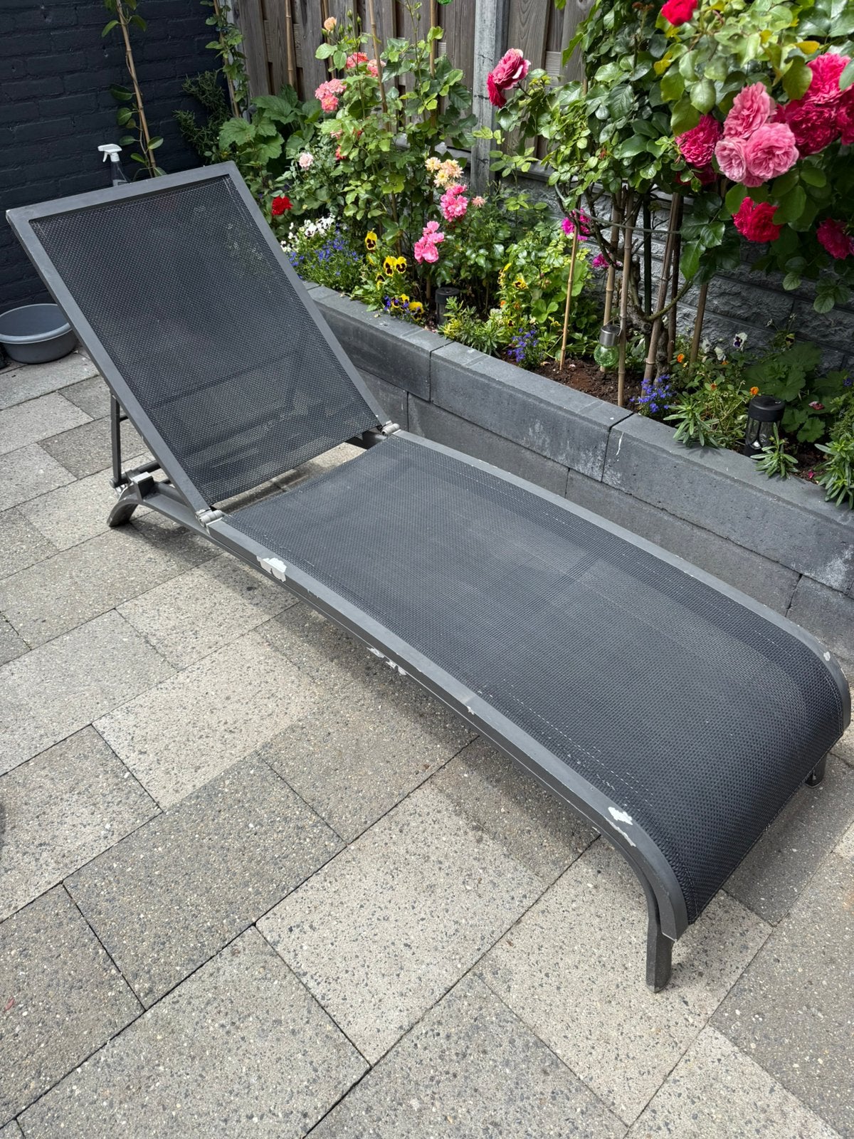 Ligbed, verstelbare rugleuning, goed staat, Ophalen, Zo goed als nieuw, Aluminium
