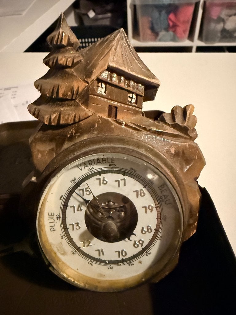 oude houten aneroïde baromete, Audio, Tv en Foto, Weerstations en Barometers, Ophalen of Verzenden, Niet werkend, Barometer