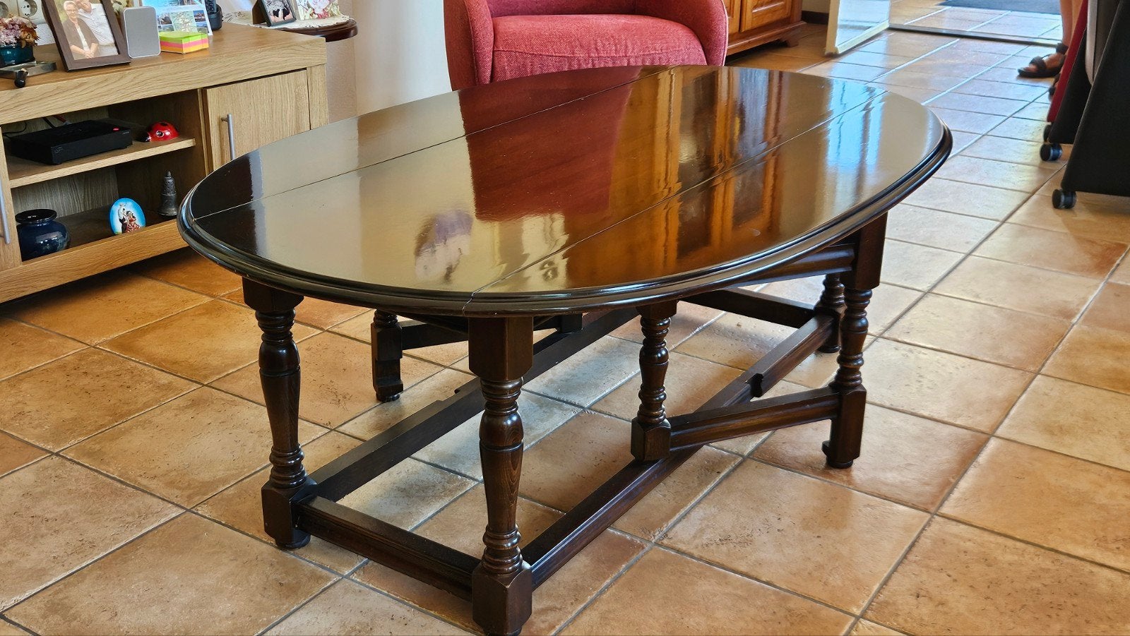 Hangoor Gateleg Salontafel van Beuken in Patina Uitvoering, Ophalen, Gebruikt, 100 tot 150 cm, 50 tot 100 cm