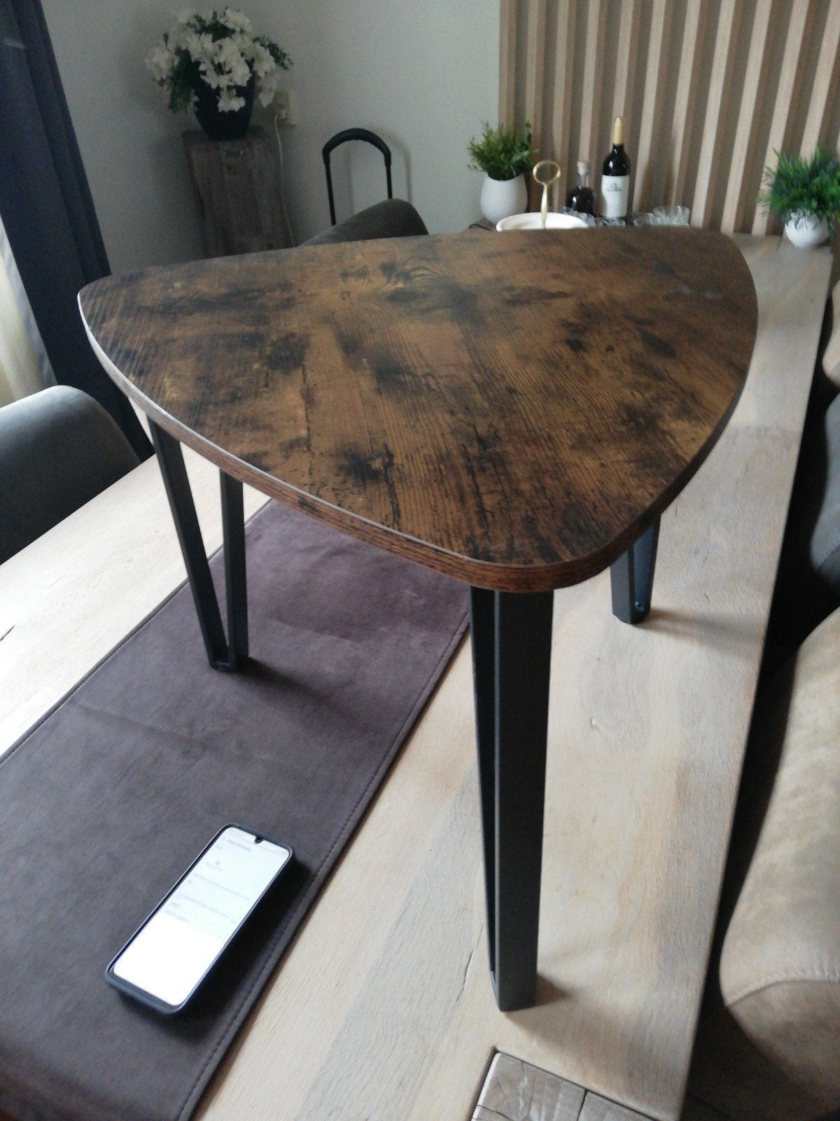 . bijzet tafeltje. ijzer onderstel 45cm hoog, Minder dan 55 cm, Rond, Zo goed als nieuw, Ophalen